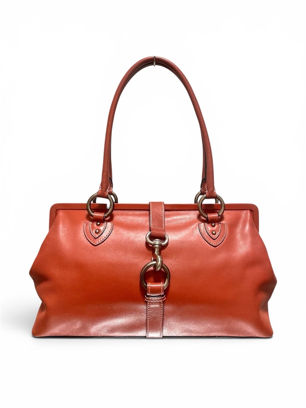 Vintage Marc Jacobs Leather Doctor Frame large Bag Y2K red brown orange italy